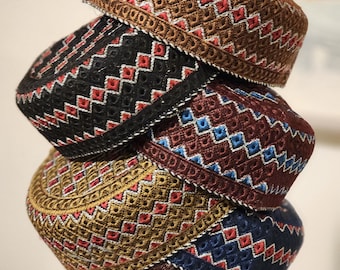 Embroidered Round Cap for Men