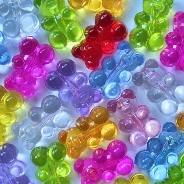 Kawaii Gummy Bear Beads, 18mm x 11mm, Vertical Hole, Jewelry Crafting DIY Supplies, Teddy Bear Beads