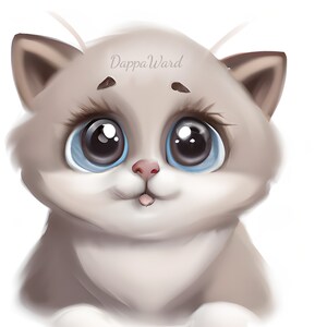 Wall Art: Cute Kitten Instant Digital Download Art, PNG File, Commercial Use and POD allowed