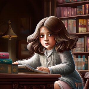 Art mural : Dans la bibliothèque, Art de téléchargement numérique instantané, Fichier PNG, Utilisation commerciale et POD autorisés