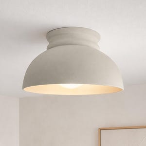 Large Pompeii | Ceramic Flush Mount Ceiling Light | Handmade Minimalist Dome Fixture in Bone White