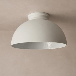 XL Pompei | Keramische inbouwplafondlamp | Handgemaakt minimalistisch koepelarmatuur in beenwit