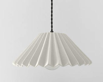 Large Pleated Picco Pendant Light Fixture - Bone
