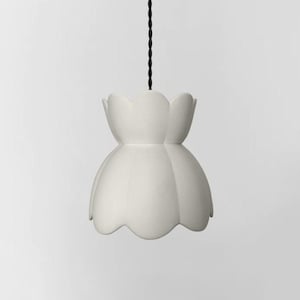 Vallea – Small Ceramic Pendant Light | Minimalist Flower Ceiling Light in Bone White | Handmade Hanging Light Fixture