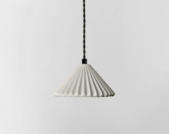 Small Pleated Picco Pendant Light Fixture - Bone