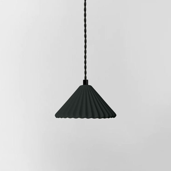 Small Pleated Picco Pendant Light Fixture - Shadow