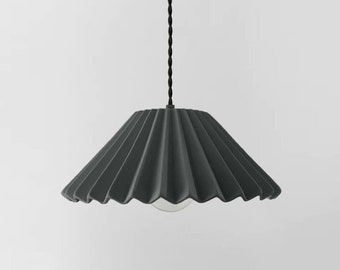 Large Pleated Picco Pendant Light Fixture - Shadow