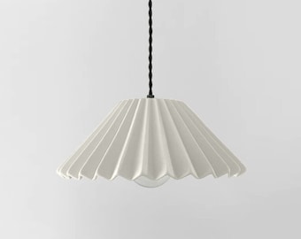 Large Pleated Picco Pendant Light Fixture - Bone