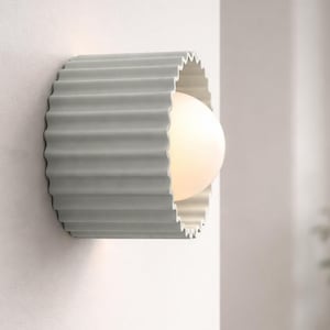 Small Syracuse | Ceramic Flush Mount Wall Sconce | Handmade Minimalist Light Fixture in Fog Gray