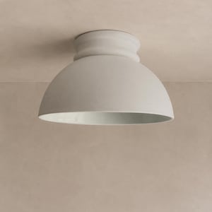 Large Pompeii | Ceramic Flush Mount Ceiling Light | Handmade Minimalist Dome Fixture in Bone White