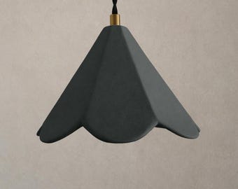 Turijn | Keramische hangplafondlamp | Handgemaakt minimalistisch decoratief hangarmatuur in schaduwantracietgrijs
