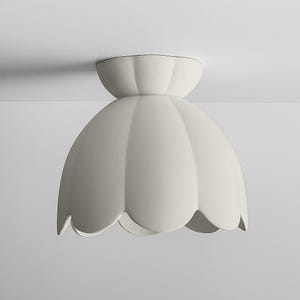 Vallea – Large Ceramic Floral Light Fixture | Minimalist Surface Mount Ceiling Light in Bone White | Handmade Flush Mount Lighting