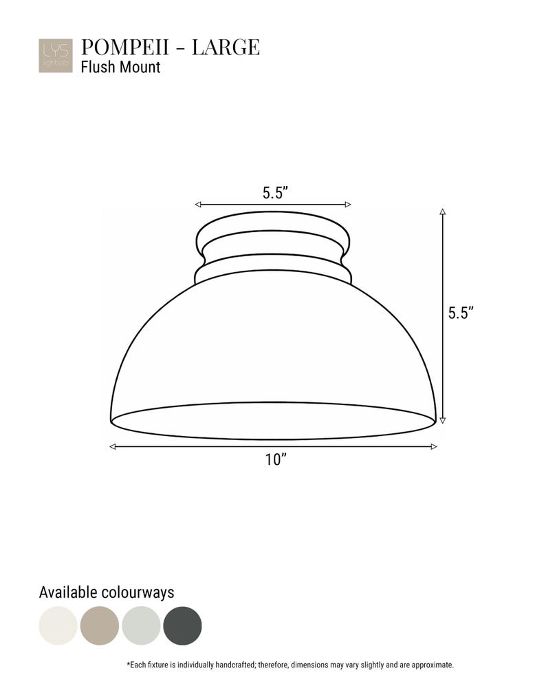 Groot Pompei | Keramische inbouwplafondlamp | Handgemaakt minimalistisch koepelarmatuur in beenwit afbeelding 7