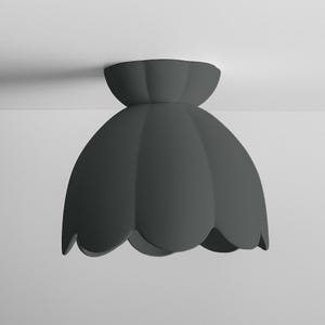 Vallea – Large Ceramic Floral Light Fixture | Minimalist Surface Mount Ceiling Light in Shadow Charcoal Gray | Handmade Flush Mount Lighting