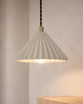 Small Picco | Ceramic Pendant Ceiling Light | Handmade Minimalist Pleated Hanging Fixture in Bone White