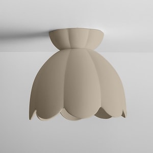 Vallea – Large Ceramic Floral Light Fixture | Minimalist Surface Mount Ceiling Light in Dune Beige | Handmade Flush Mount Lighting