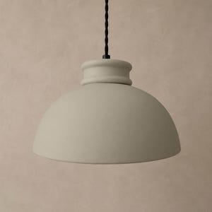 Large Pompeii | Ceramic Pendant Ceiling Light | Handmade Minimalist Dome Hanging Fixture in Natural Dune