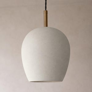 Tulipano | Ceramic Pendant Ceiling Light | Handmade Minimalist Round Hanging Fixture in Bone White