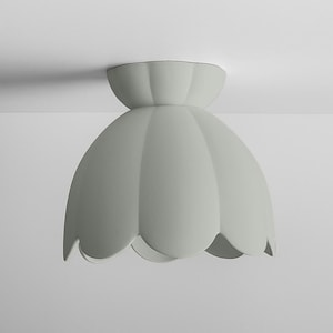 Vallea – Large Ceramic Floral Light Fixture | Minimalist Surface Mount Ceiling Light in Fog Gray | Handmade Flush Mount Lighting