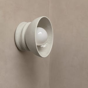 Small Pompeii | Ceramic Flush Mount Wall Sconce | Handmade Minimalist Dome Light Fixture in Bone White