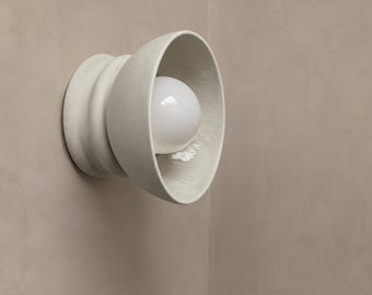 Small Pompeii | Ceramic Flush Mount Wall Sconce | Handmade Minimalist Dome Light Fixture in Bone White