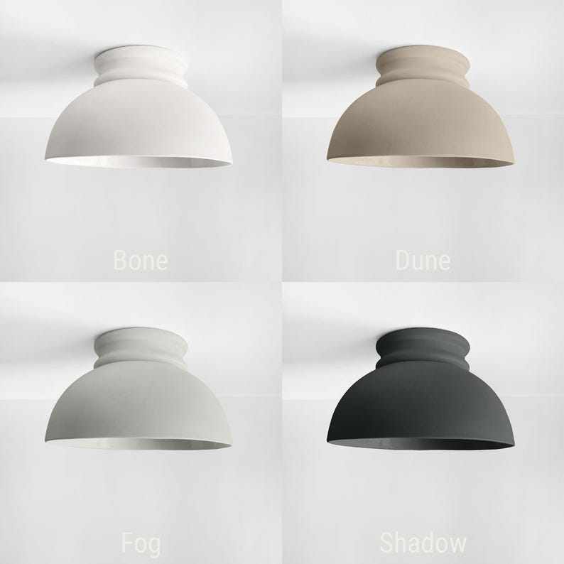 Groot Pompei | Keramische inbouwplafondlamp | Handgemaakt minimalistisch koepelarmatuur in beenwit afbeelding 6