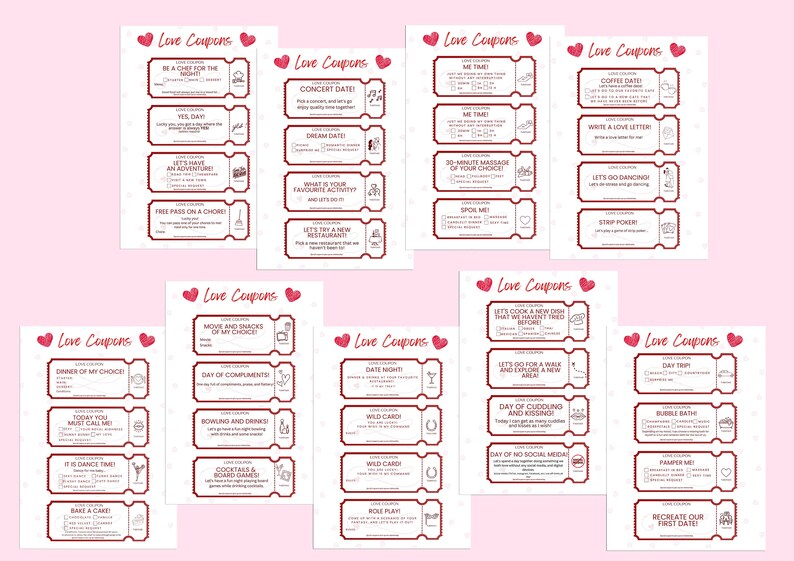Printable Love Coupons for Couples, Instant Digital Download, Love ...