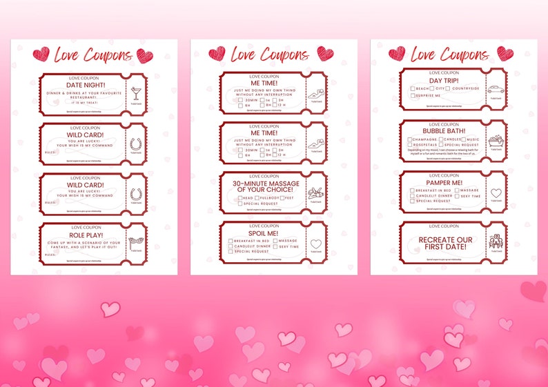 Printable Love Coupons for Couples, Instant Digital Download, Love ...