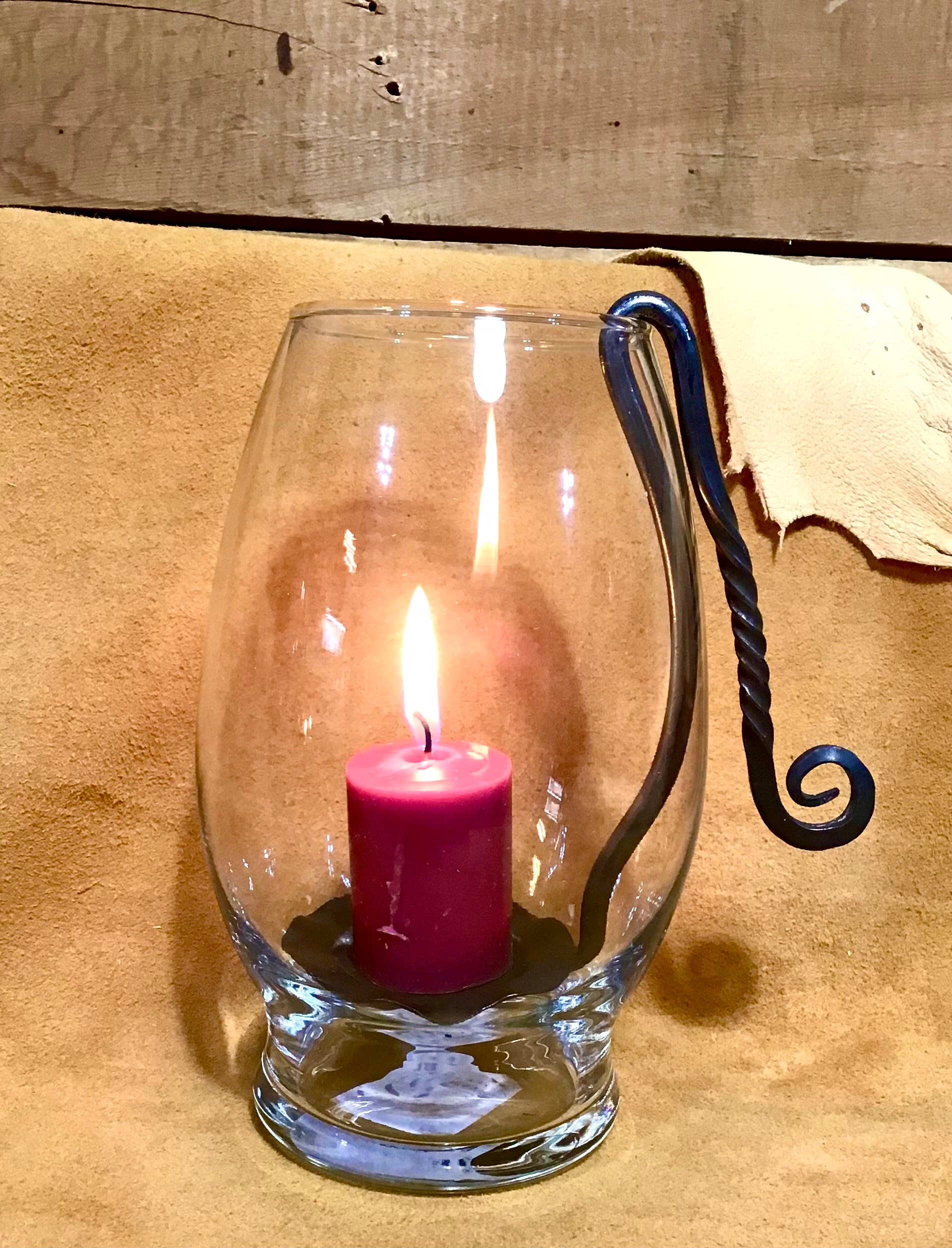 Hand Metal Candle Holder in Hurricane Glass, Made in Montana Etsy