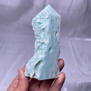 146g High Quality Raw Polished Blue Hemimorphite Tower, Calming Crystal