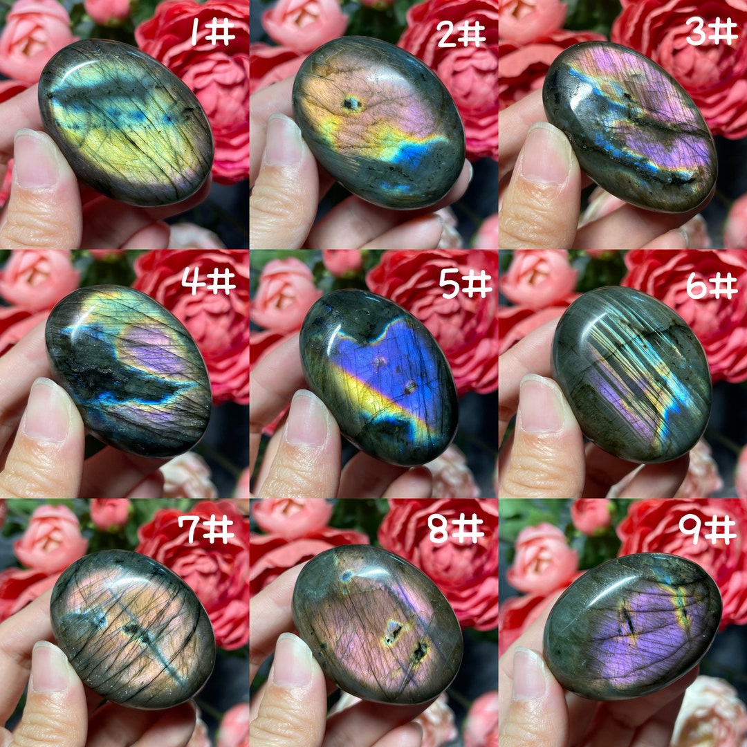 Flash Purple Labradorite Palm Stone. Polished Rainbow Etsy