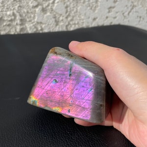 402g Top Quality Flash Labradorite Freeform, Super Flashy Polished Purple Labradorite Crystal.