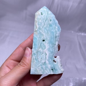 120g High Quality Raw Polished Blue Hemimorphite Tower, Calming Crystal
