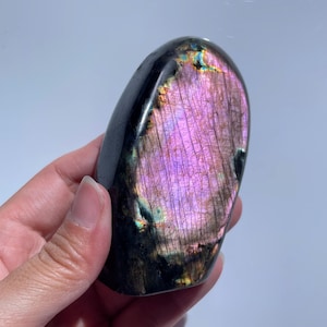 192g High Quality Flash Labradorite Freeform, Super Flashy Polished Pink Labradorite Crystal.