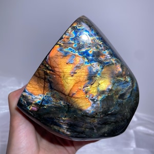 1110g High Quality Flash Labradorite Freeform, Super Flashy Polished Gold Orange Purple Labradorite Crystal.