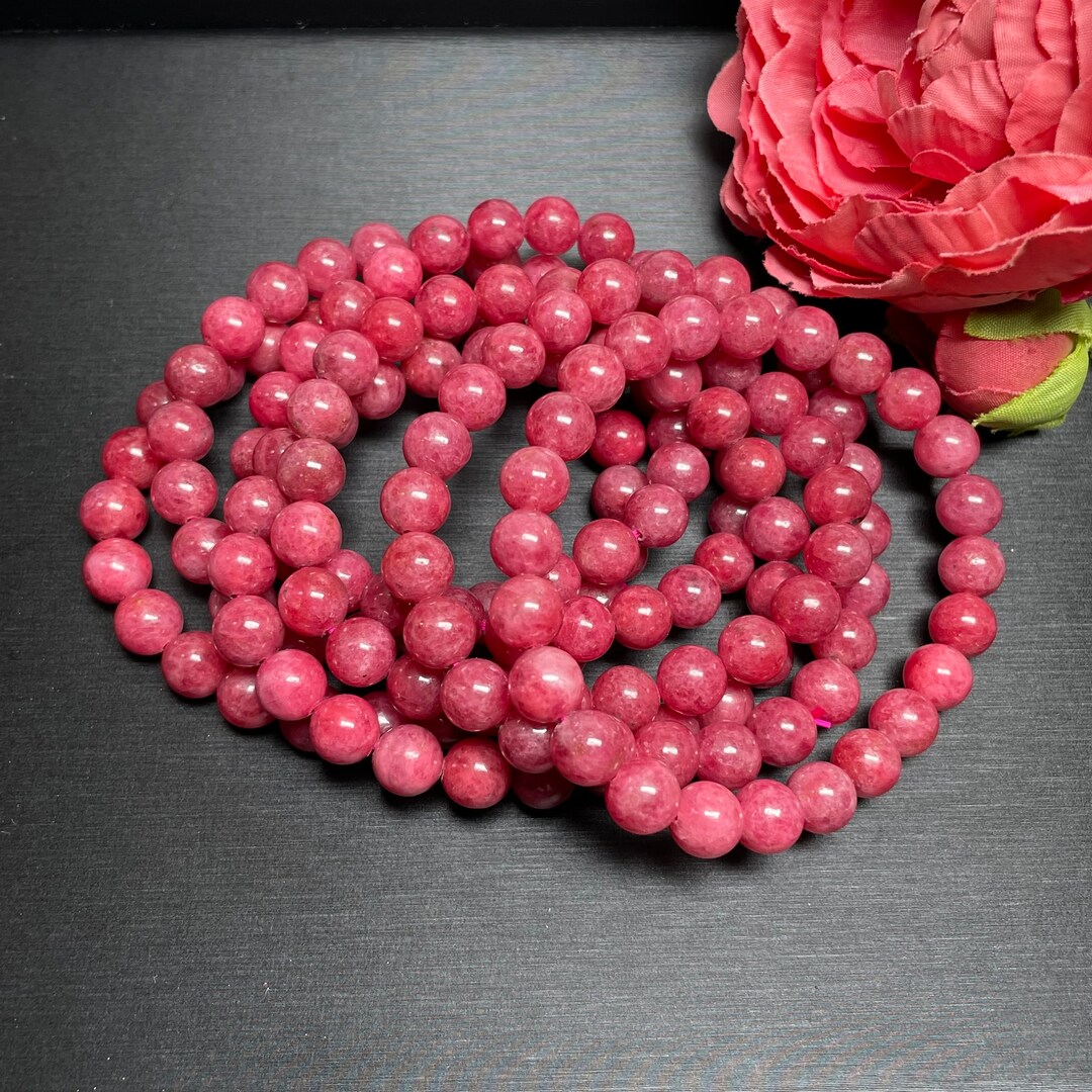 0.7-0.8cm High Quality Natural American Rhodonite Bracelet - Etsy