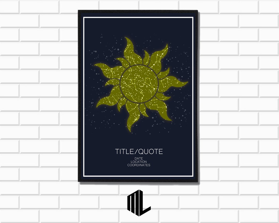 Tangled Sun Digital Star Map Night Sky Constellation Map - Etsy