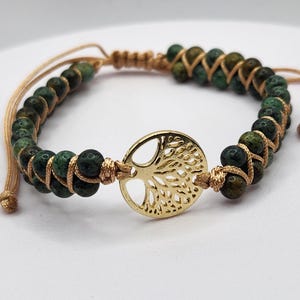 Natural Stone Healing Bracelet, Tree of Life Charm Bracelet, Handmade Braided Bracelet, Friendship Bracelet, Handmade Bracelet, Healing