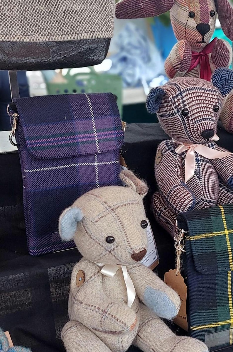 Crossbodytas met Schotse ruit | Handtas Schotse gemêleerde tartan | Milieuvriendelijke portemonnee met meerdere zakken | Handgemaakt duurzaam cadeau afbeelding 2