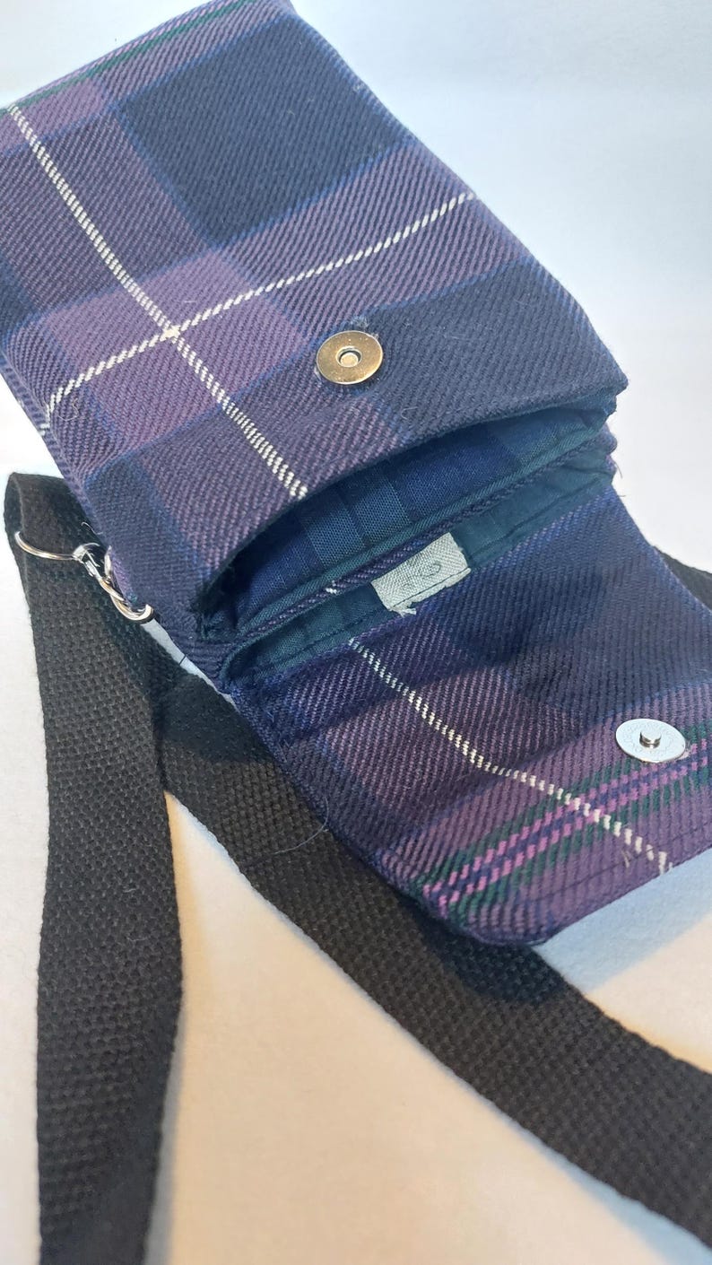 Crossbodytas met Schotse ruit | Handtas Schotse gemêleerde tartan | Milieuvriendelijke portemonnee met meerdere zakken | Handgemaakt duurzaam cadeau afbeelding 5