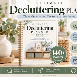 Decluttering Planner Printable PDF, 140+ Pages, Room-by-Room Checklists & Home Organization Workbook