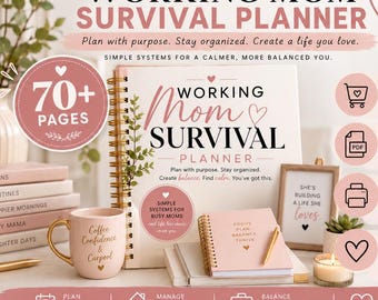 Working Mom Survival Planner | Busy Mom Planner Printable | Home Management Binder | Weekly Reset & Life Planner