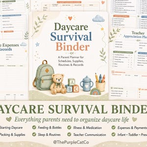 Kita-Überlebensordner, druckbarer Kita-Planer, Organizer für Babys, Kleinkinder und Vorschulkinder, Checkliste für Eltern zur Kita-Betreuung, digitales PDF