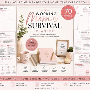 Working Mom Survival Planner | Busy Mom Planner Printable | Home Management Binder | Weekly Reset & Life Planner