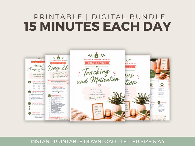 30 Day Home Reset Challenge Printable | Cleaning Planner PDF | Declutter Checklist | Home Organization Binder | Busy Mom Cleaning Planner image 12