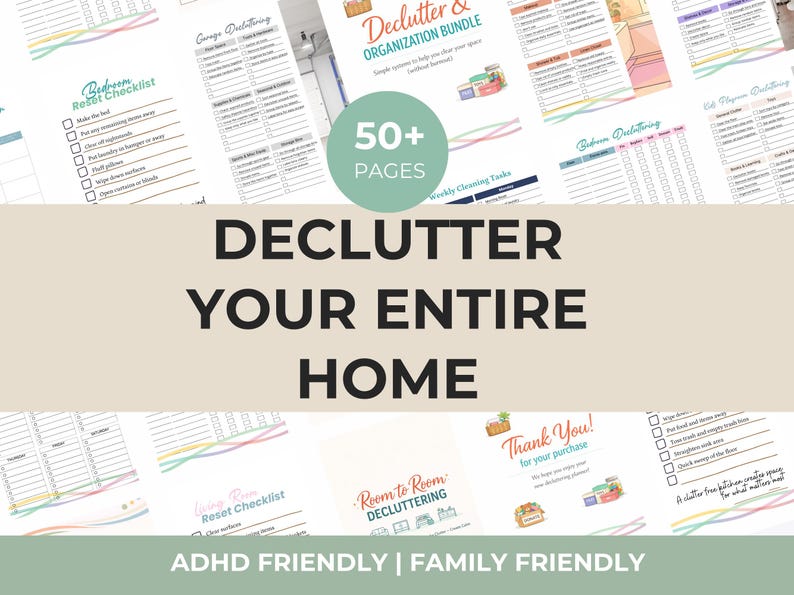 Declutter Planner Printable | Cleaning & Home Organization Binder | Room by Room Checklists | Home Reset System | Mom Life Organizer image 8