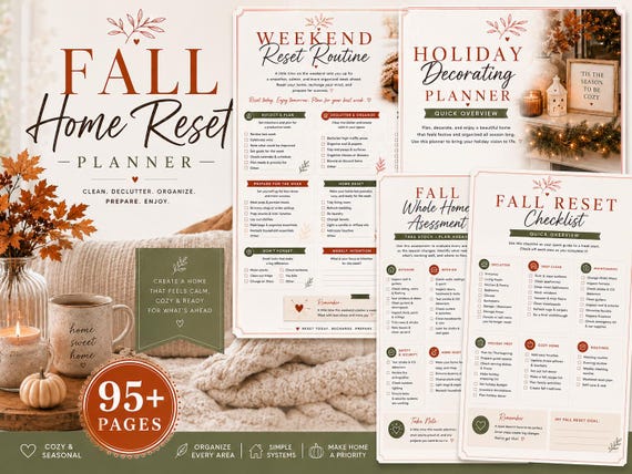 Fall Home Reset Planner | Fall Cleaning Checklist, Declutter & Organization Planner, Autumn Home Maintenance Printable PDF