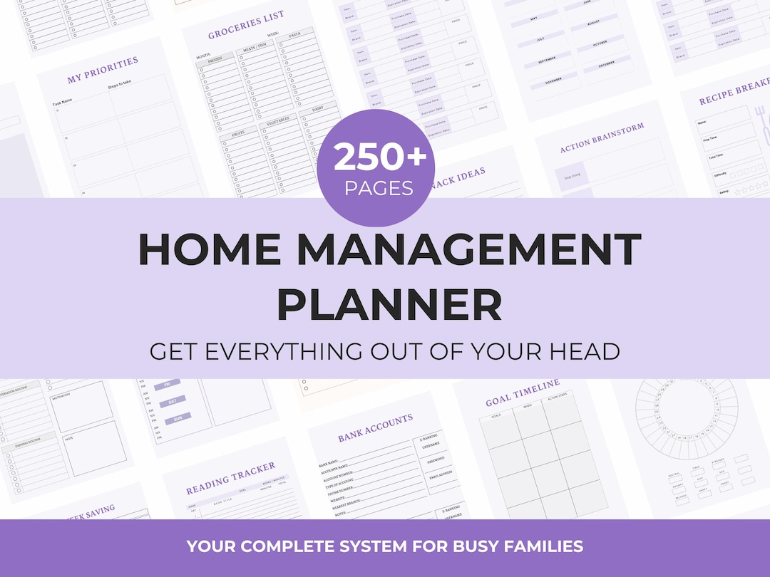 Home Management Planner Bundle | Printable Household Binder | Stay at ...