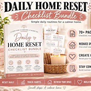 Daily Home Reset Checklist Bundle | Cleaning Planner, ADHD Routine (PDF)
