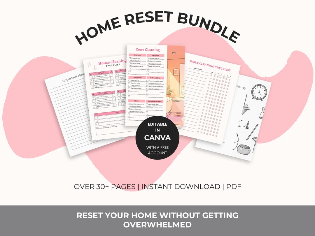 Weekly Home Reset System Printable | Cleaning Checklist Bundle | Mom ...